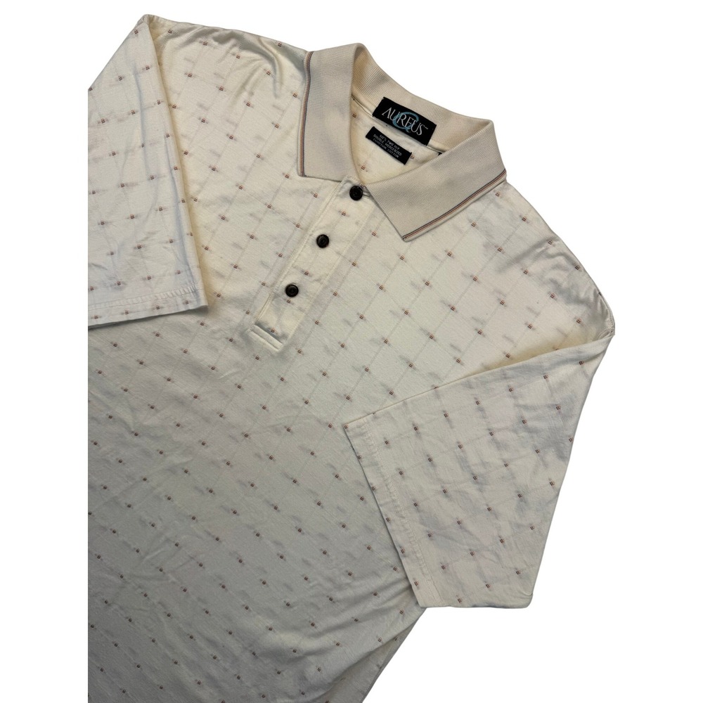 Aureus Polo Shirt Mens‎ Large Cream Egyptian Cotton Short Sleeve Golf